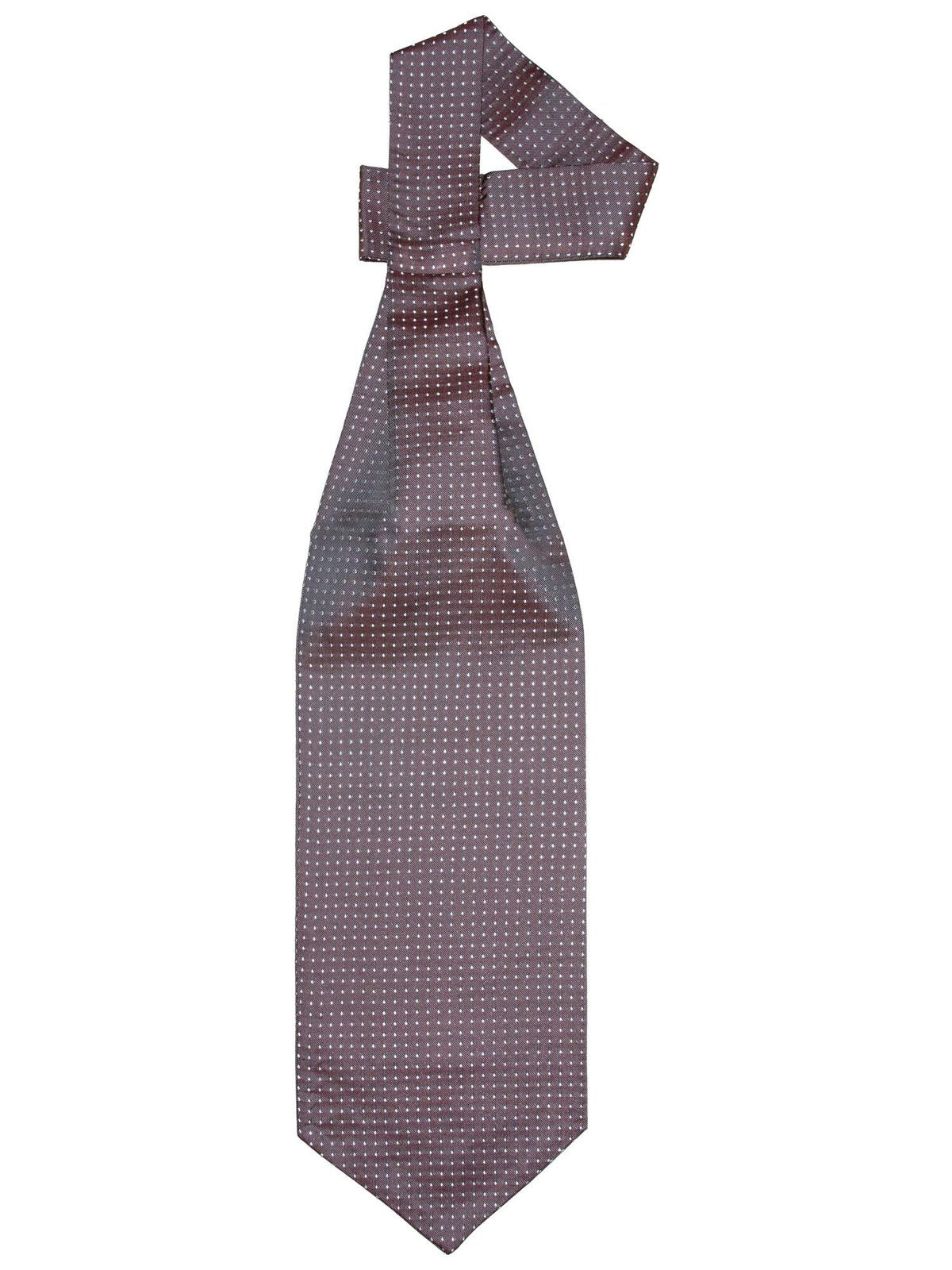 Ascot brun m/hvite prikker — prikket ascot-slips i hvit